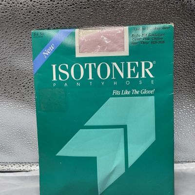 VTG Isotoner Size 3 PINK 504 Pantyhose Control Top  Silky Sheer (145-190 Lbs)
